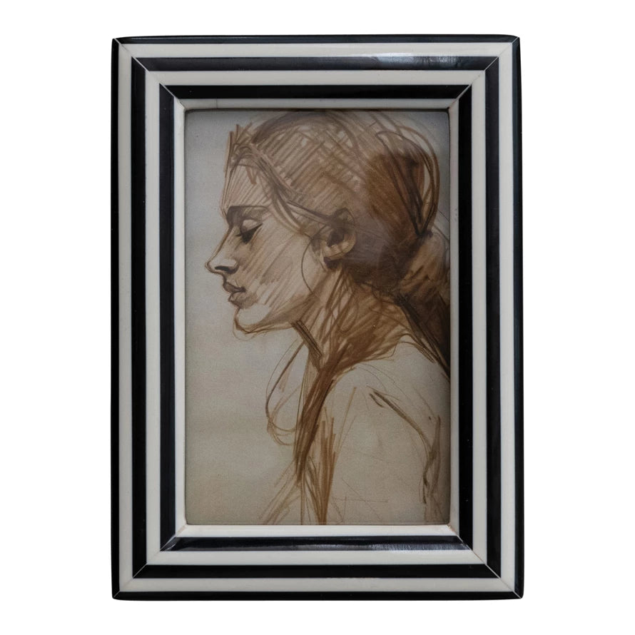 Resin Striped Frame // White + Black