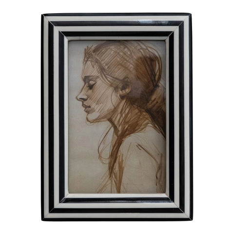 Resin Striped Frame // White + Black