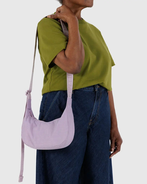 Small Nylon Crescent Bag // Dusty Pink