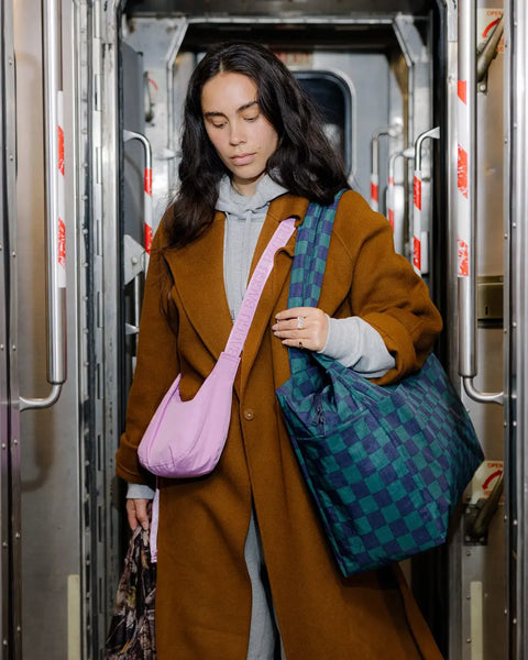 Small Nylon Crescent Bag // Peony