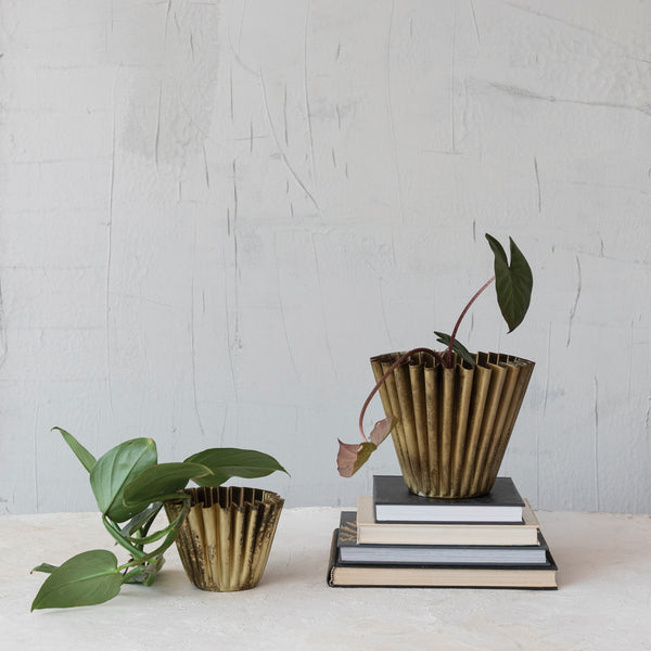 Fluted Metal Planter